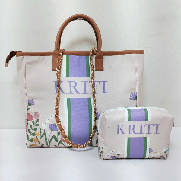 Personalised Purple Strap Printed Luna Bag Combo Gift Set