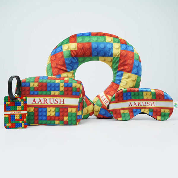 Personalised Puzzle Printed Neck Pillow Combo Gift Set for Kids