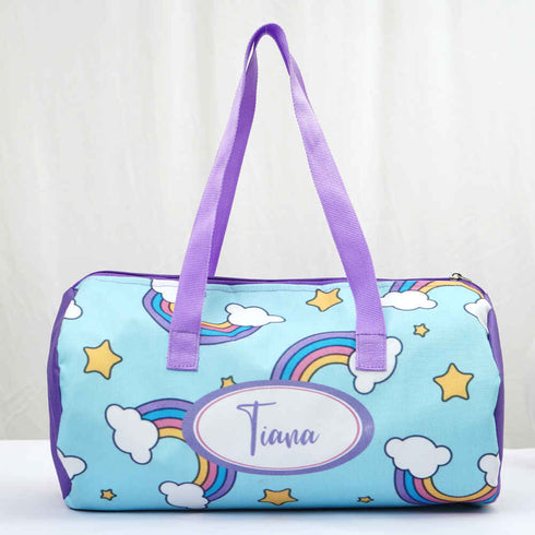 Personalised Rainbow Printed Kids Duffle Bag