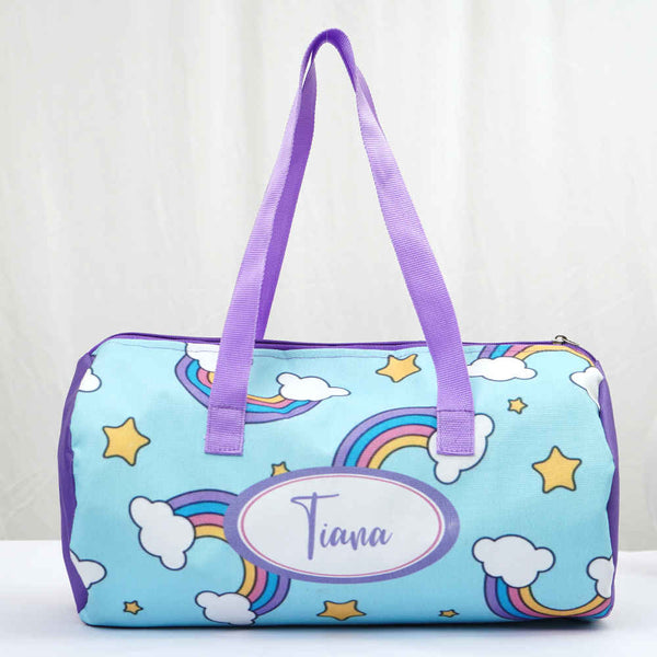 Personalised Rainbow Printed Kids Duffle Bag