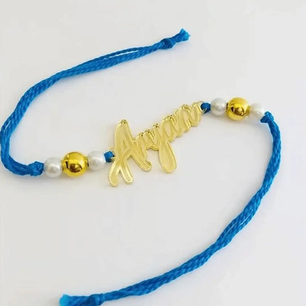 Personalised Rakhi with Name Gold Mirror Acrylic