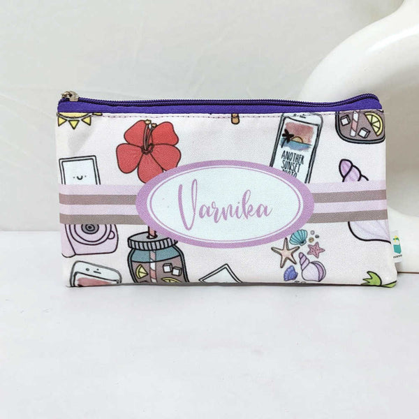Personalised Red Floral Printed Kids Pencil Pouch