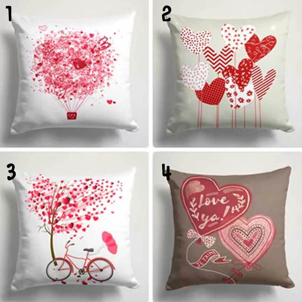 Personalised Red Heart Printed Valentines Day Cushion