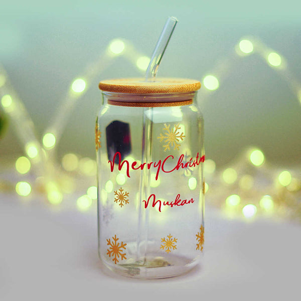 Personalised Glass Tumbler for Christmas