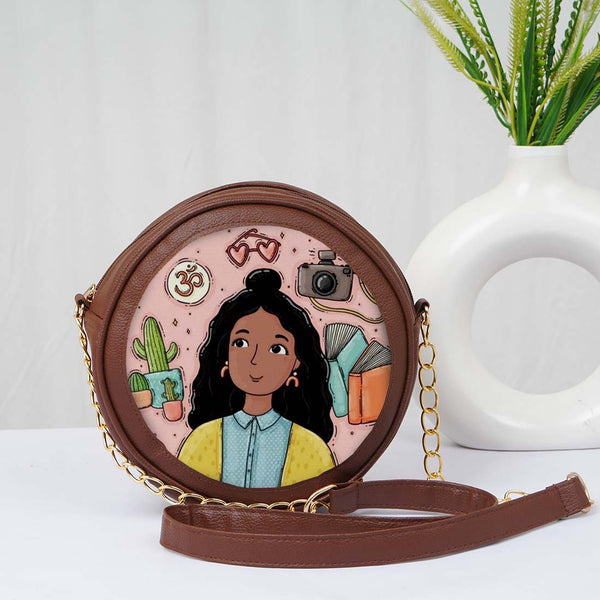 Personalised Round Sling Bag for Easy Carrying and Chic Looks - Uncommongifts.in