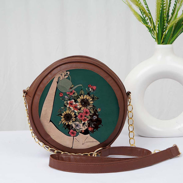 Personalised Round Sling Bag for Globetrotting Fashionistas - Uncommongifts.in