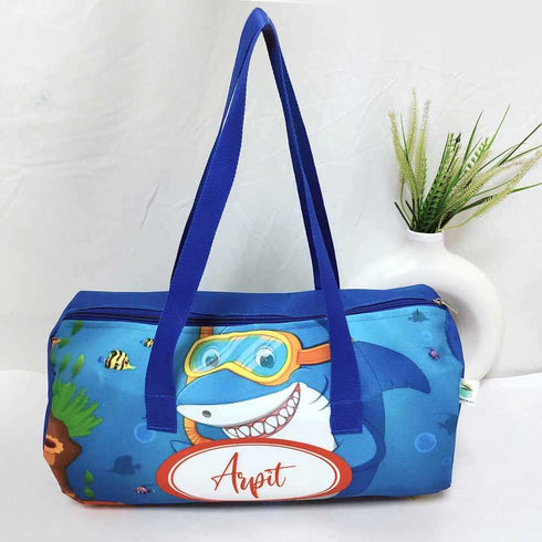 Personalised Shark Printed Kids Duffle Bag