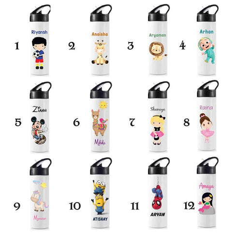 Personalised Sipper Bottle With Straw For Kids