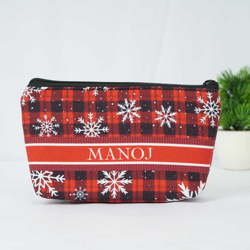 Personalised Snow Flakes Printed Christmas Pouch