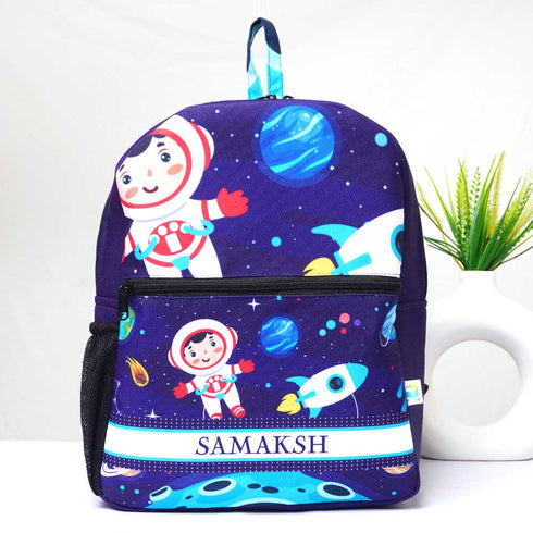 Personalised Space Printed Kids Bag Pack