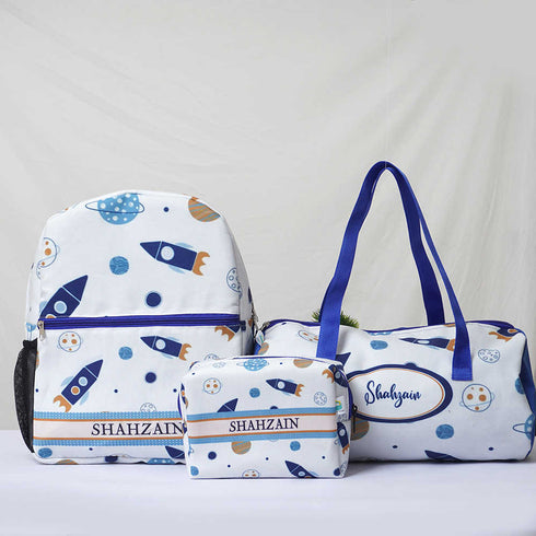 Personalised Space Printed Kids Bagpack Combo Gift Set