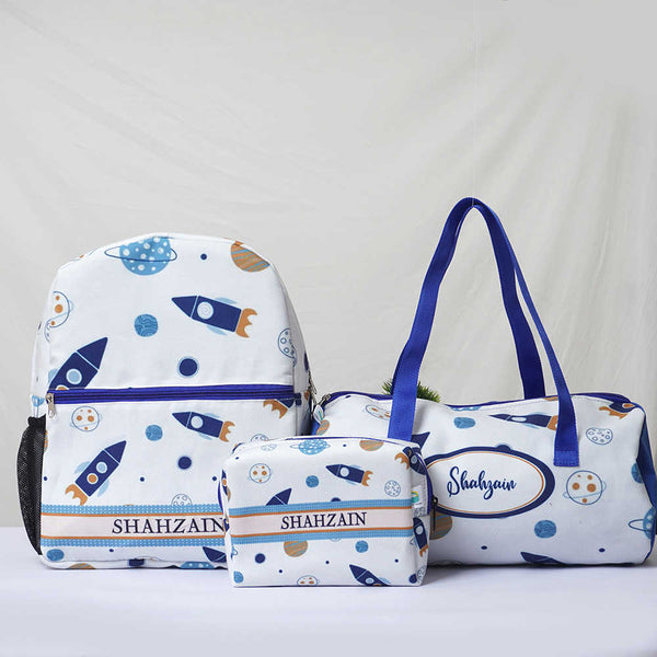 Personalised Space Printed Kids Bagpack Combo Gift Set