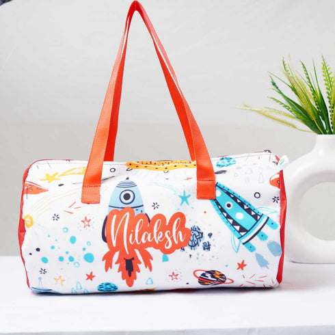 Personalised Space Printed Kids Swimming Duffle Bag