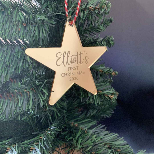 Personalised Star Mirror Ornaments for Christmas