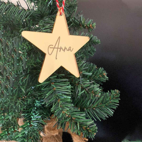 Personalised Star Mirror Ornaments for Christmas