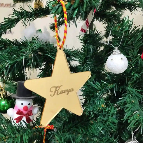 Personalised Star Mirror Ornaments for Christmas
