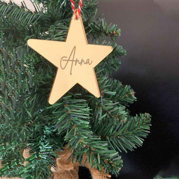 Personalised Star Mirror Ornaments for Christmas