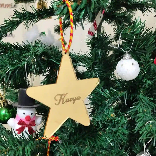 Personalised Star Mirror Ornaments for Christmas