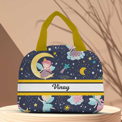 Personalised Stars Printed Kids Lunch Bag With Handle