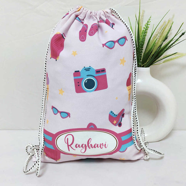 Personalised Sunglass Printed Kids Drawstring Bag
