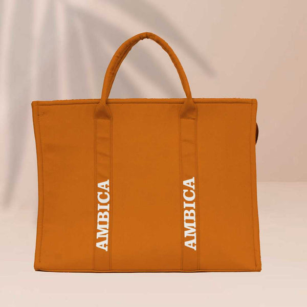 Personalised Tan Woody Handbag Tote Bag - Uncommongifts.in