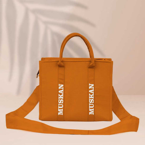 Personalised Tan Woody Tote Bag - Uncommongifts.in