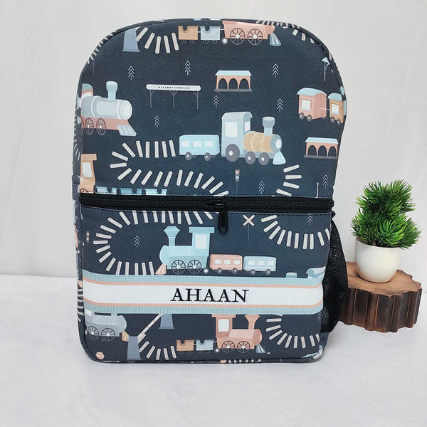 Personalised Train Printed Kids Bag Pack