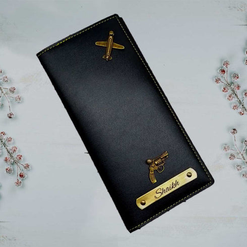 Personalised Travel Wallet with Charms - Black - Uncommongifts.in