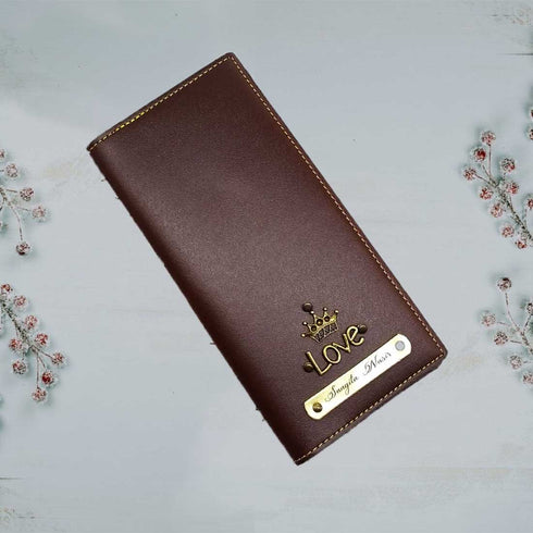 Personalised Travel Wallet with Charms - Brown - Uncommongifts.in
