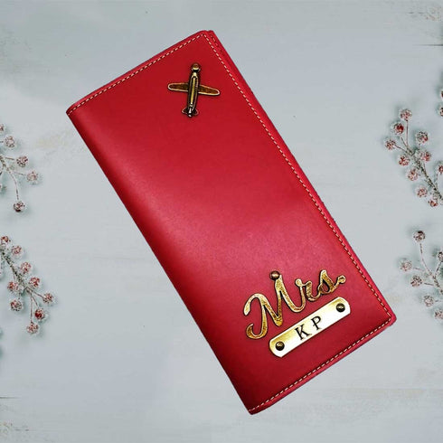 Personalised Travel Wallet with Charms - Red - Uncommongifts.in