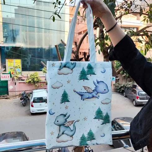 Personalised Tree Printed Kids Tote Bag