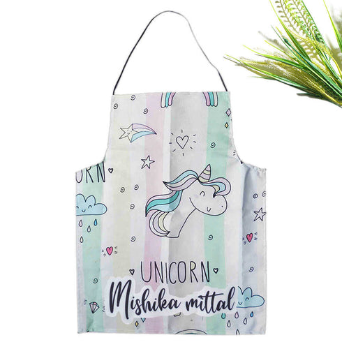 Personalised Unicorn Printed Canvas Cotton Kitchen Apron