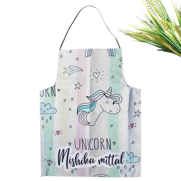 Personalised Unicorn Printed Canvas Cotton Kitchen Apron