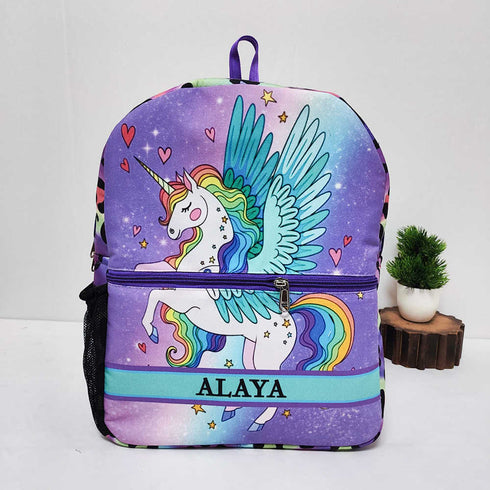 Personalised Unicorn Printed Kids Bag Pack