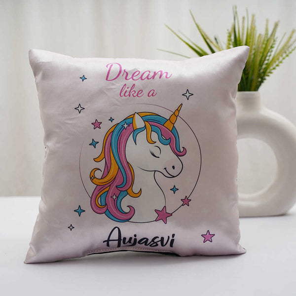 Personalised Unicorn Printed Kids Cushion
