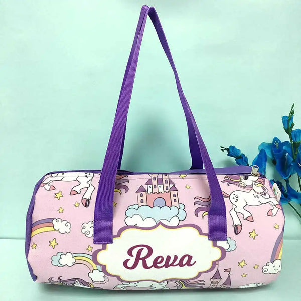 Personalised Unicorn Printed Kids Duffle Bag