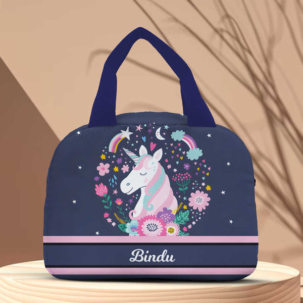 Personalised Unicorn Printed Kids Lunch Bag With Handle