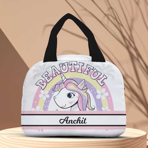 Personalised Unicorn Printed Kids Lunch Bag With Handle