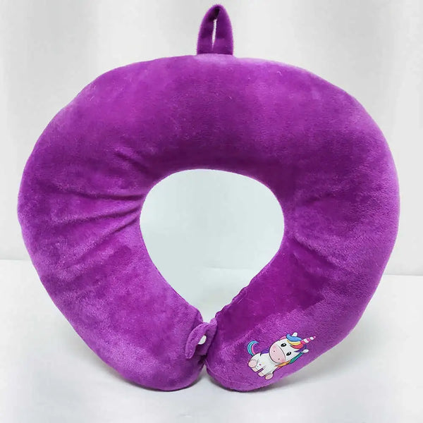 Personalised Unicorn Printed Kids Neck Pillow - Purple