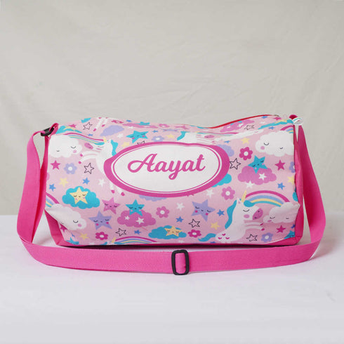 Personalised Unicorn Printed Kids Swimming Duffle Bag