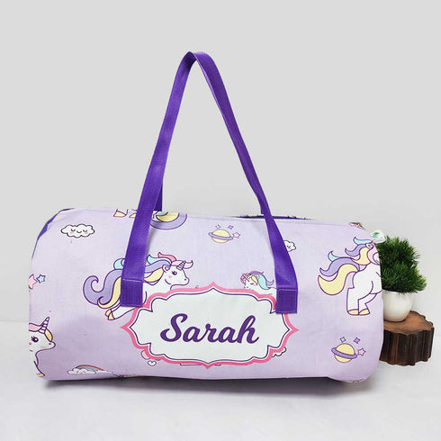 Personalised Unicorn Printed Kids Large Swimming Duffle Bag
