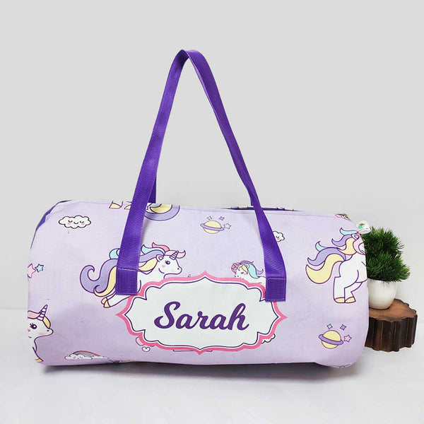 Personalised Unicorn Printed Kids Large Swimming Duffle Bag