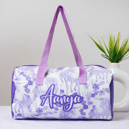Personalised Unicorn Printed Kids Swimming Duffle Bag