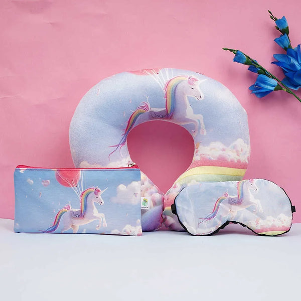 Personalised Unicorn Printed Neck Pillow Combo Gift Set
