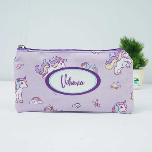 Personalised Unicorn Printed Pencil Pouch for Kids