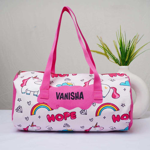 Personalised Unicorns Printed Kids Duffle Bag