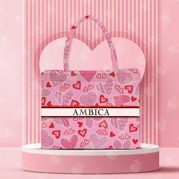 Personalised Valentine Tote Bag for Her | Heart Shaped