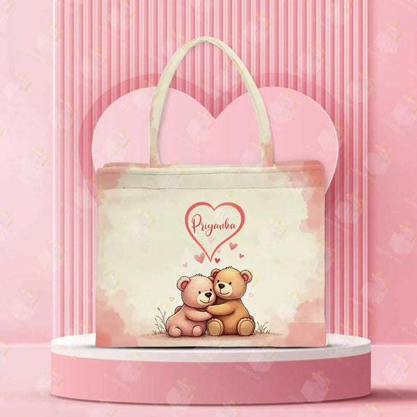 Personalised Valentine Tote Bag for Her | Teddy Shaped