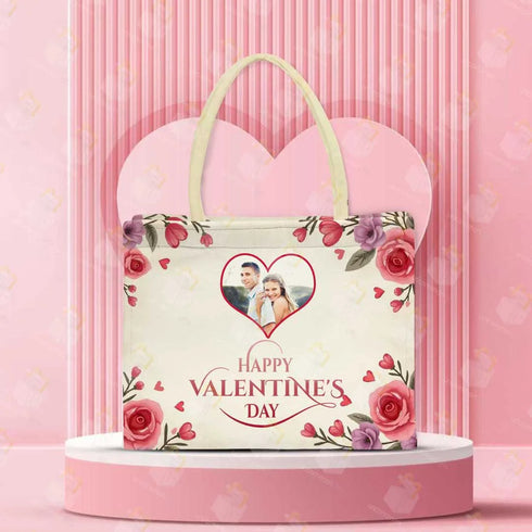 Personalised Valentine Tote Bag for Couples | Heart-Photo Frame