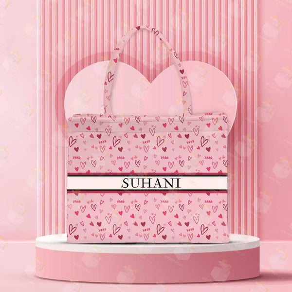 Personalised Valentine Tote bag for her | Heart shaped
